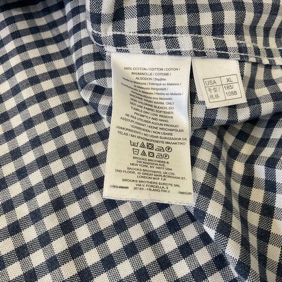 Brooks Brothers 1818 Shirt Men XL Blue Check Gingham Non Iron Regent Button Down - Picture 10 of 10
